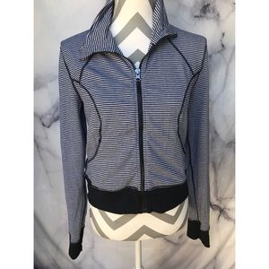 Zella Nordstrom Black striped Zipup Jacket sz M